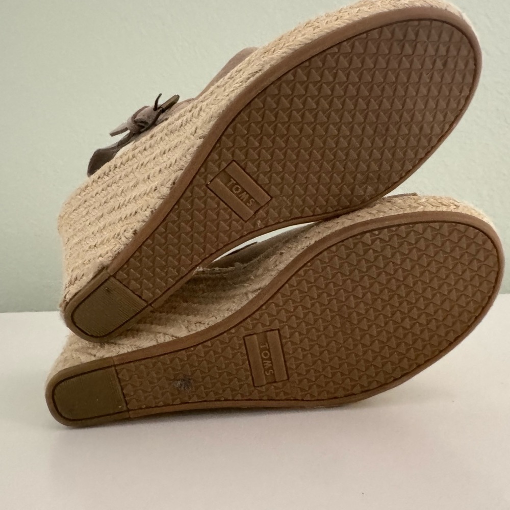 Toms Monica Suede Desert Taupe Espadrille Wedges - Picture 4 of 8